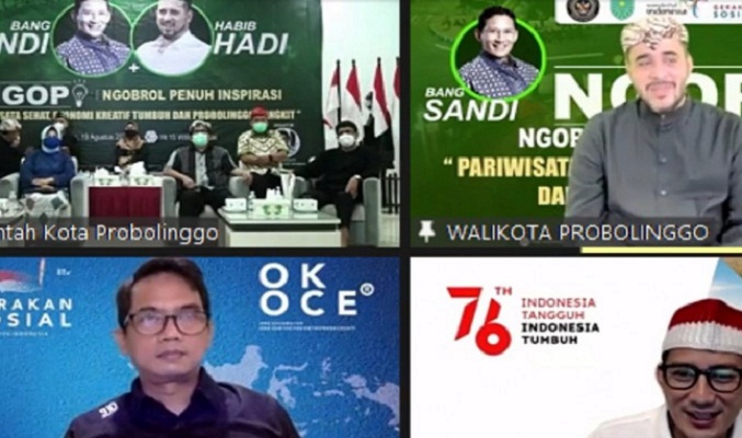Program ngobrol penuh inspirasi mengusung tema Pariwisata Sehat, Ekonomi Kreatif Tumbuh, Probolinggo Bangkit dilaksanakan secara daring